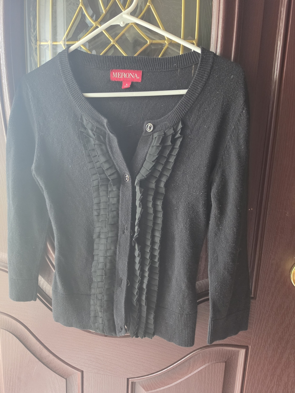 Merona Black Knit Cardigan with Ruffle Trim